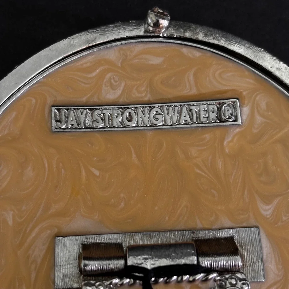 Jay Strongwater Small Oval Picture‎ Frame Silver Tone Crystals Faux Pearls Tag